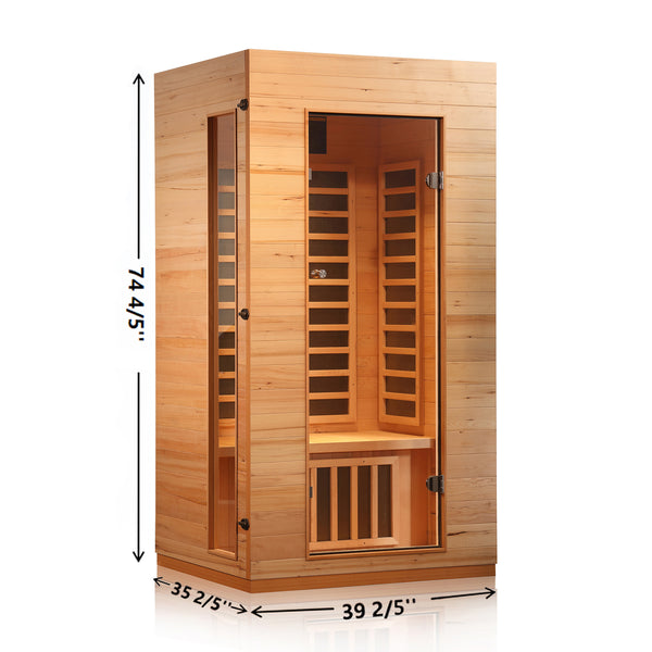 JL9101 - 1 Person Far Infrared Sauna Indoor in Okoume & Hemlock Wood