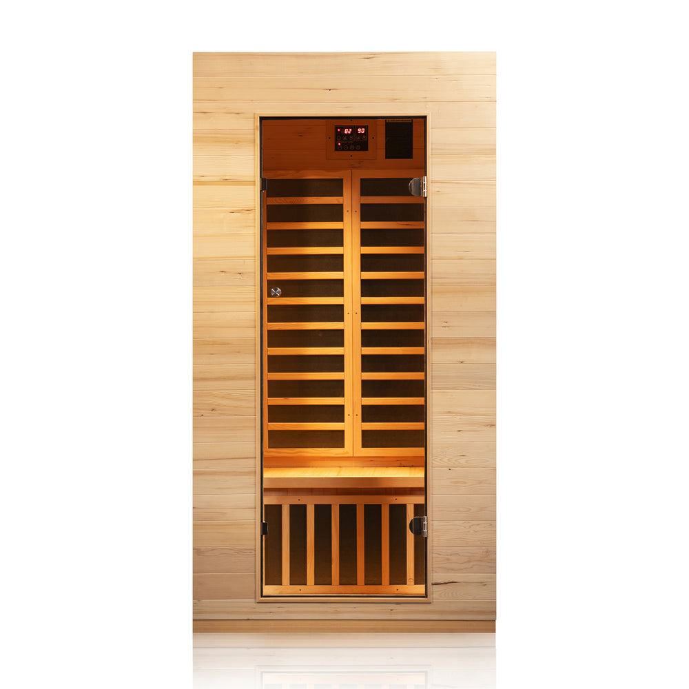 JL9101 - 1 Person Far Infrared Sauna Indoor in Okoume & Hemlock Wood