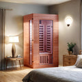 JL9101BTL - 1 Single Person Indoor Sauna Room with LED Light Bluetooth Low EMF FAR Infrared Sauna In Okoume & Hemlock Wood