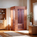 JL9101BTL - 1 Single Person Indoor Sauna Room with LED Light Bluetooth Low EMF FAR Infrared Sauna In Okoume & Hemlock Wood