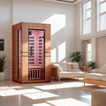 JL9401 - 1 Single Person Indoor Bluetooth Low EMF FAR Infrared Sauna In Okoume & Hemlock Wood