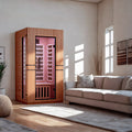 JL9401 - 1 Single Person Indoor Bluetooth Low EMF FAR Infrared Sauna In Okoume & Hemlock Wood